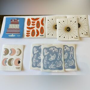 DANICA  ECOLOGIES SWEDISH DISHCLOTHS.  SET OF 9 ASSORTED DESIGNS. NEW WITH TAGS